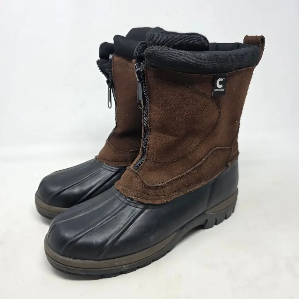 ComforTemp Leather Suede Rubber Duck Winter Boots Brown Black Mens 7